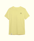 Yellow Plain Tee with small mascot logo on chest and label at hem, casual style by Sun Bum