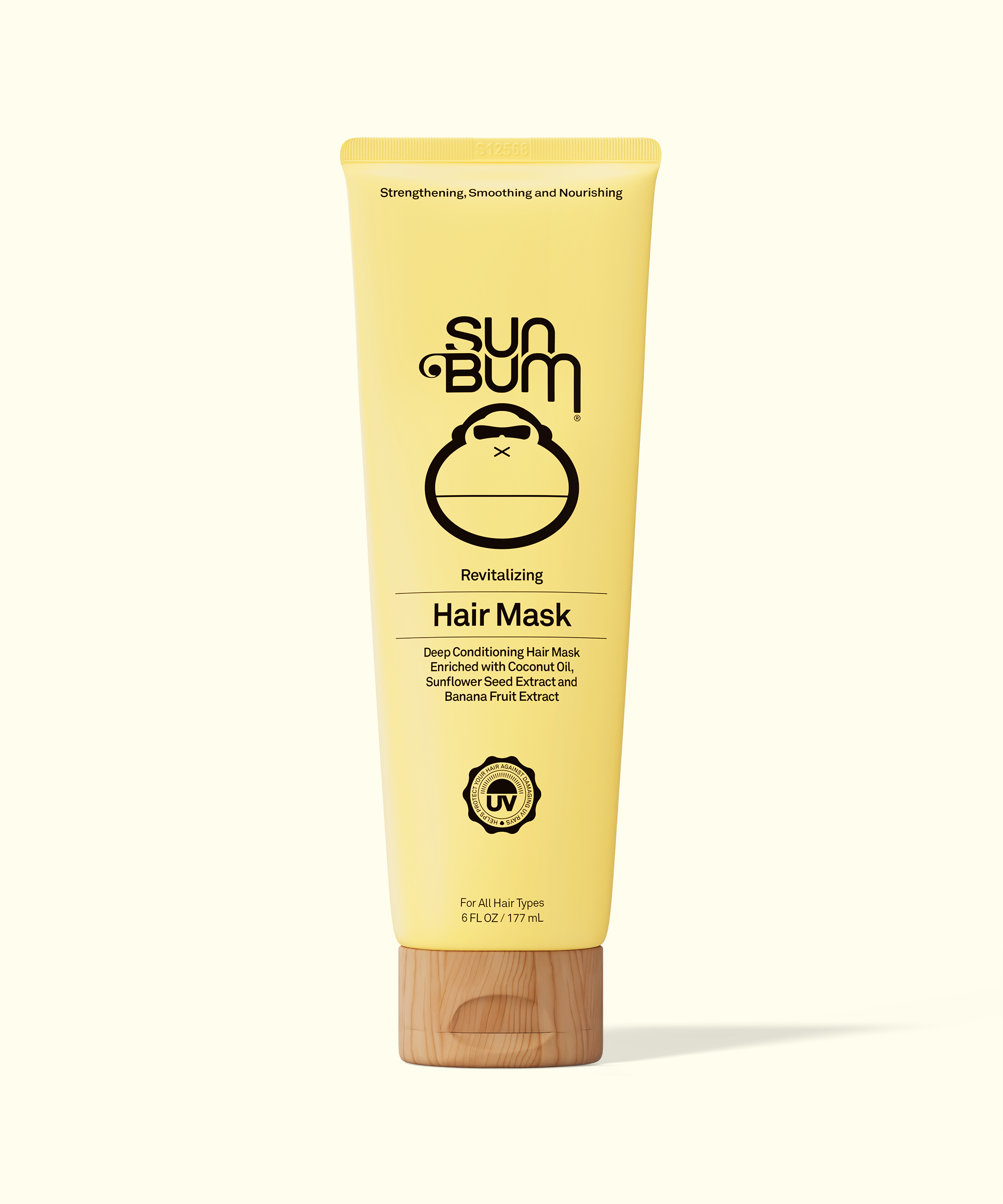 Sun Bum hair mask tube on a white background
