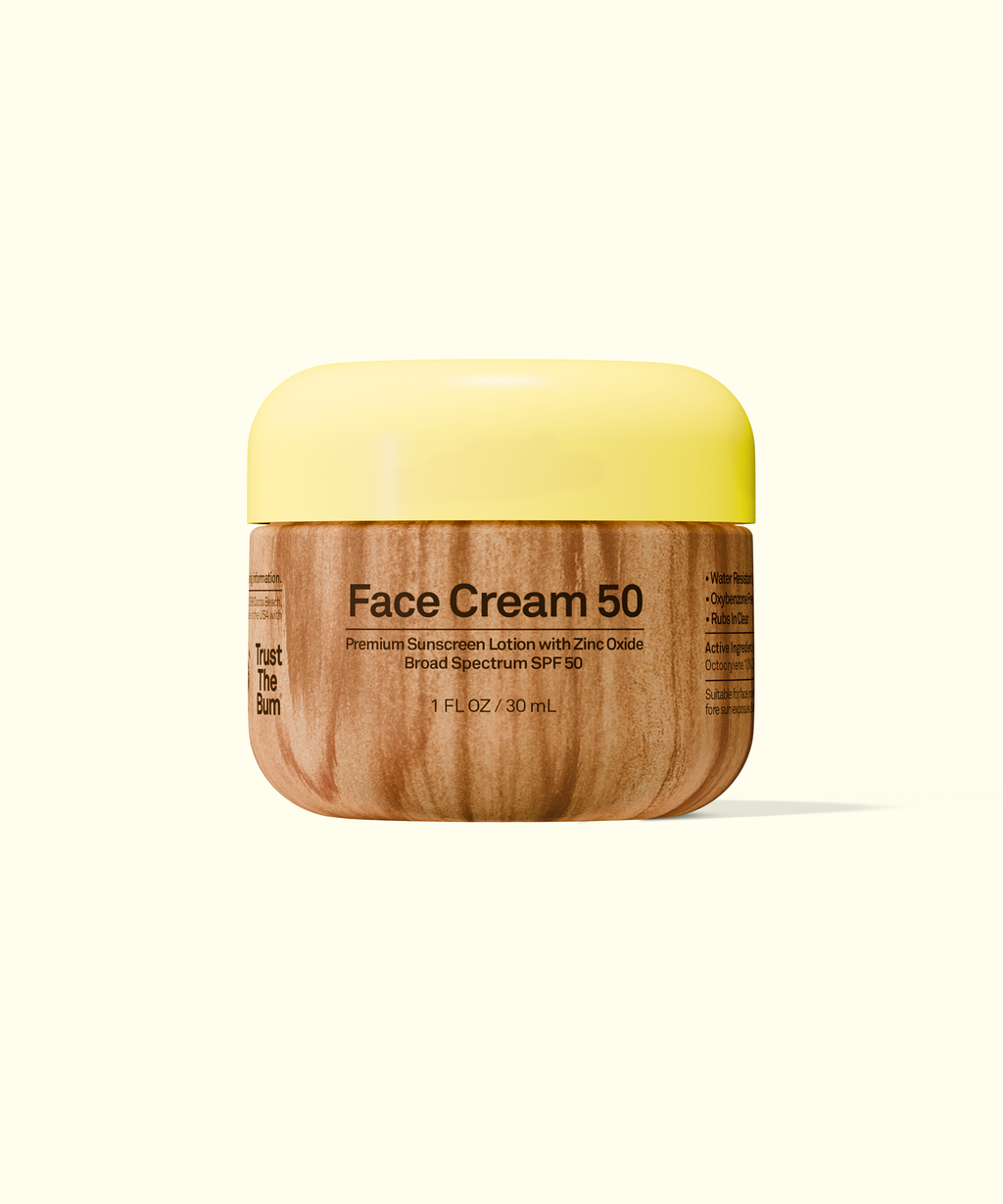 Original Face by Sun Bum in a yellow-capped jar, premium face cream with SPF 50 protection.